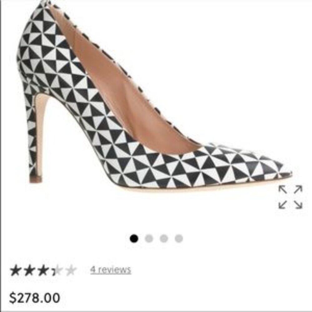 J.CREW Falsetto Printed Geometric Black & White Heels Pumps Size 8 1/2 EUC